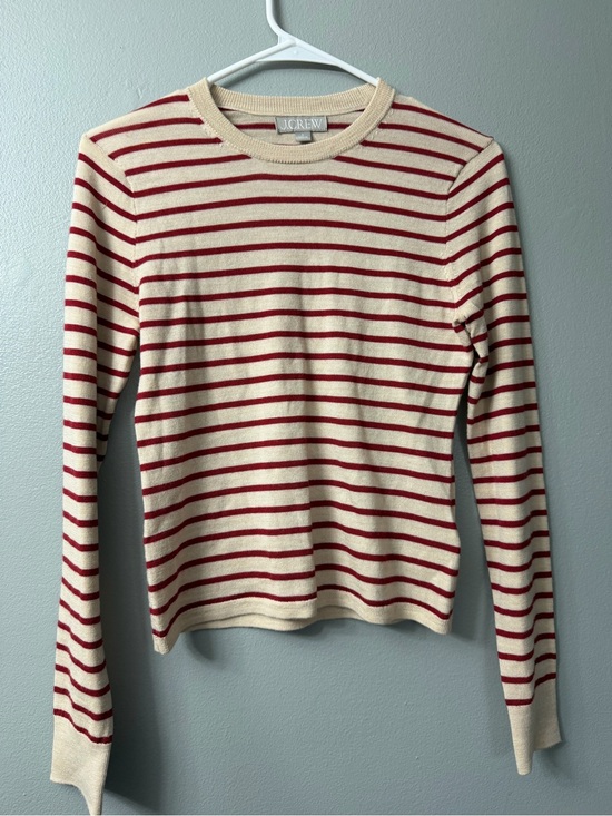 J. Crew Sweaters - J. Crew Carolyn fitted crewneck sweater in striped merino wool small
